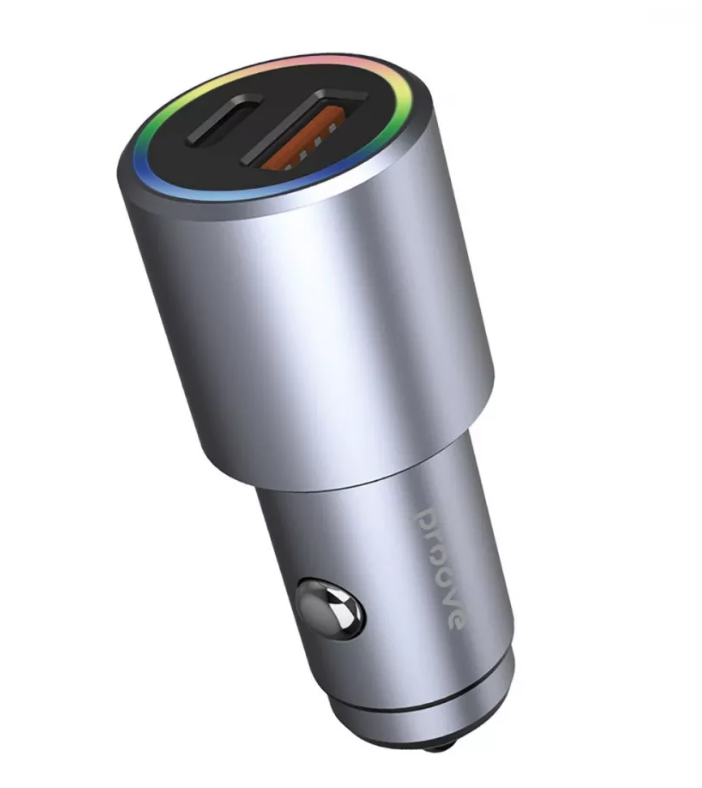 АЗП Proove Double Energy Plus 53W (USB+Type-C) (metal gray)