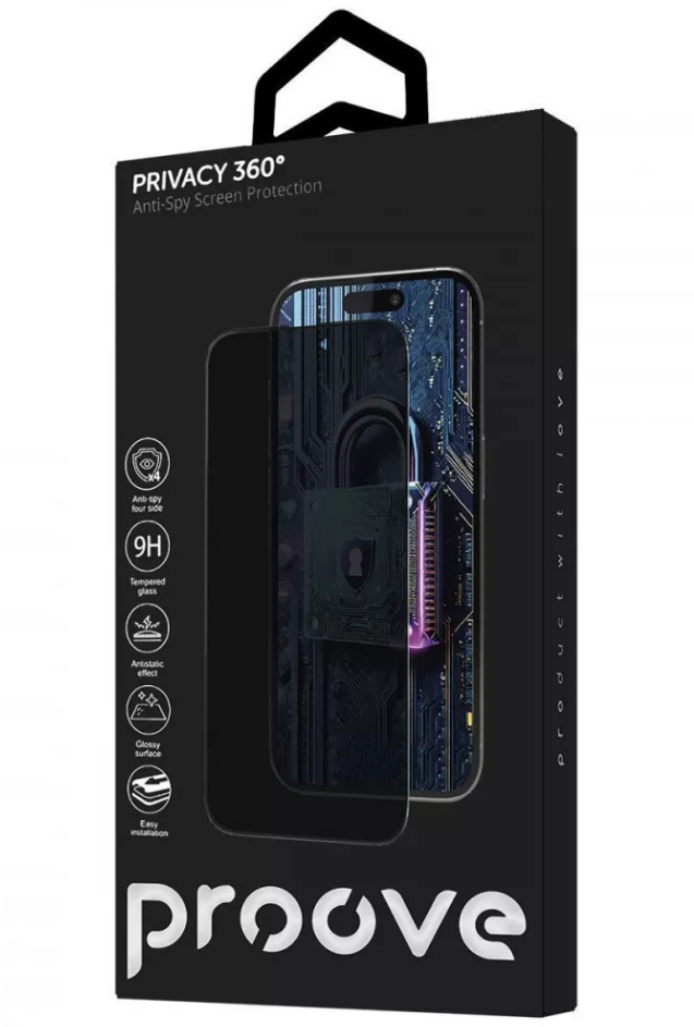 Захисне скло Proove Privacy 360 Installation Box iPhone 15 Pro Max (black)