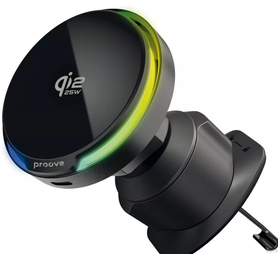 Автомобільний тримач з бездротовим ЗП Proove Spark 25W (black)