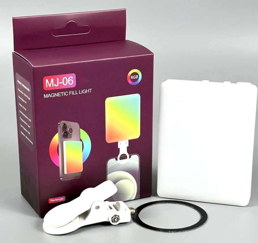 Портативне відеосвітло MJ-06 RGB + Warm White з кліпсою для фіксації 1000mAh (white)