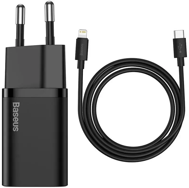 МЗП Baseus Super SI Quick Charger Type-C to type-C 1C 25W EU Set (TZCCSUP-L01) (black)