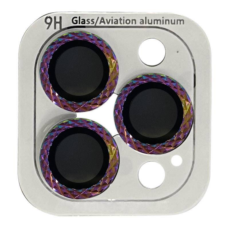 Захисне Скло Metal Shine на камеру для Apple iPhone 11Pro / 11ProMax /12Pro (бузковий / rainbow)