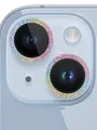 Захисне Скло Metal Sparkles на камеру для Apple iPhone 15 / 15 Plus (бузковий / rainbow)