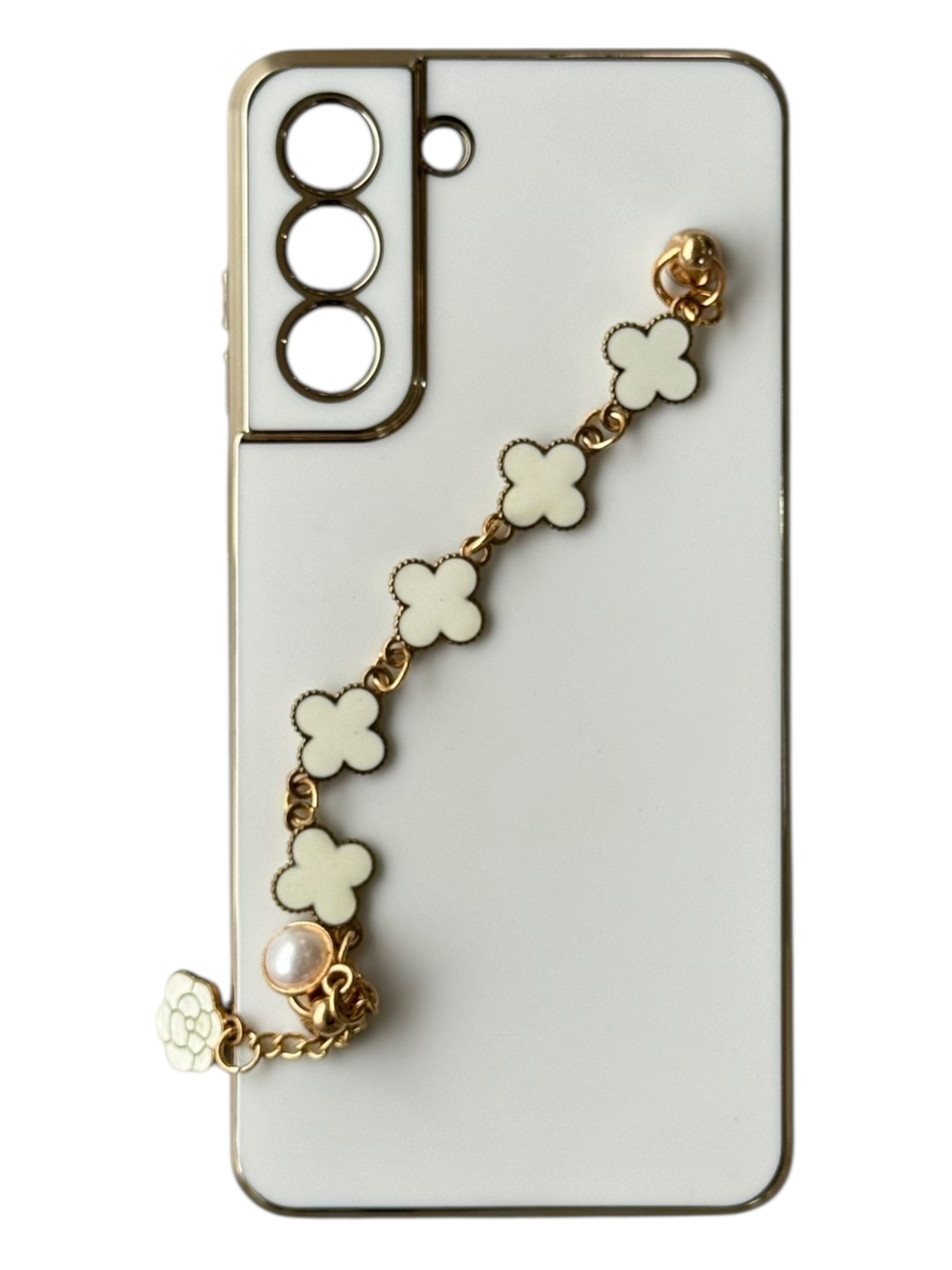 Чохол Van Cleef Case з ланцюжком для Samsung S21 FE (white)